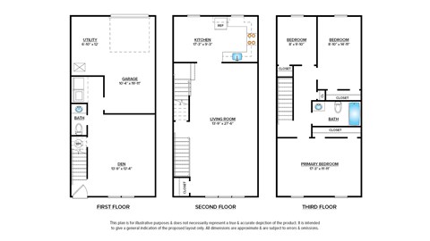 Floor plan for 3 beds, 1.5 baths, 1743 sqft